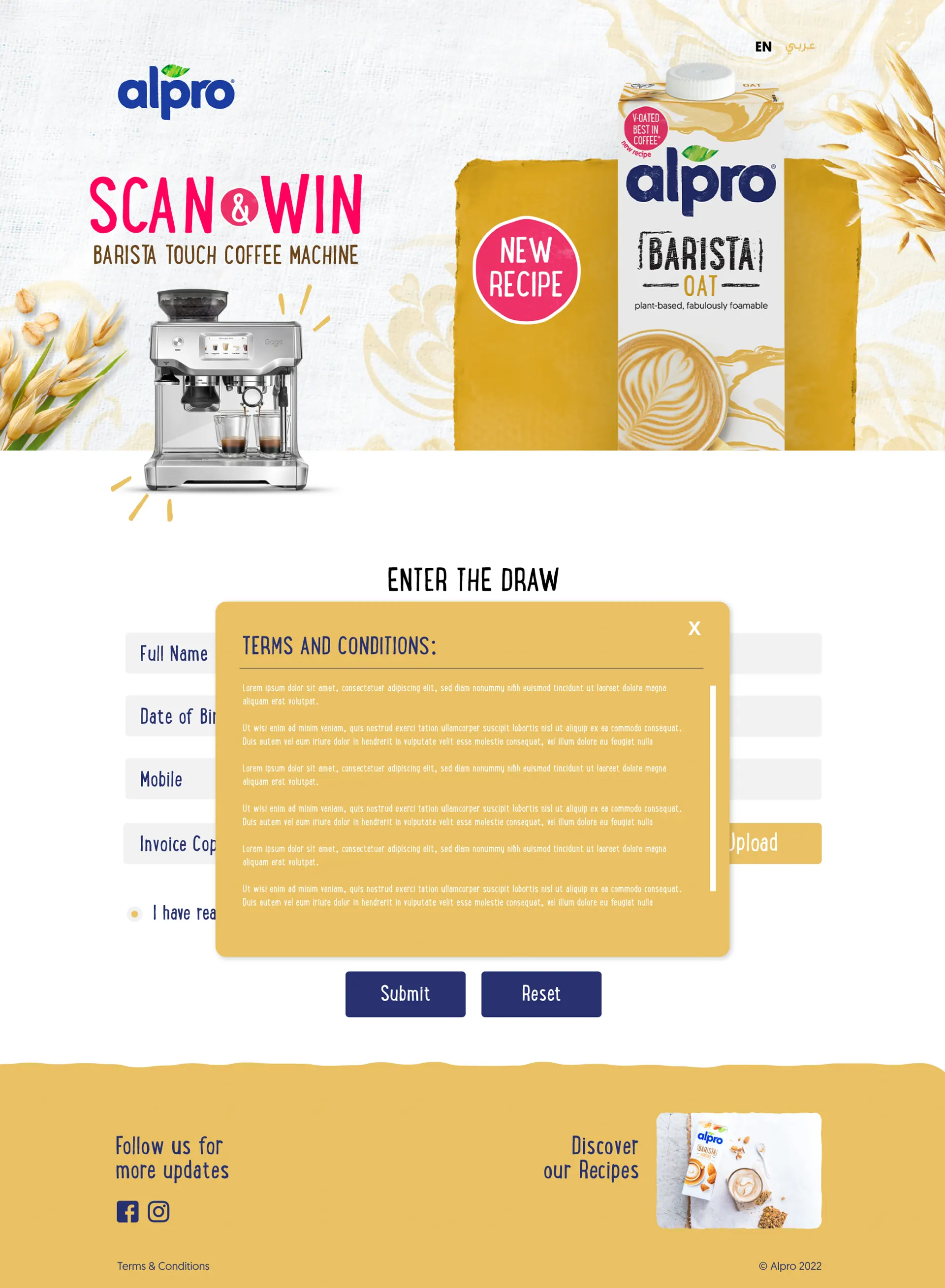 Alpro Scan & Win Barista Touch Coffee Machine Campaign screen 3