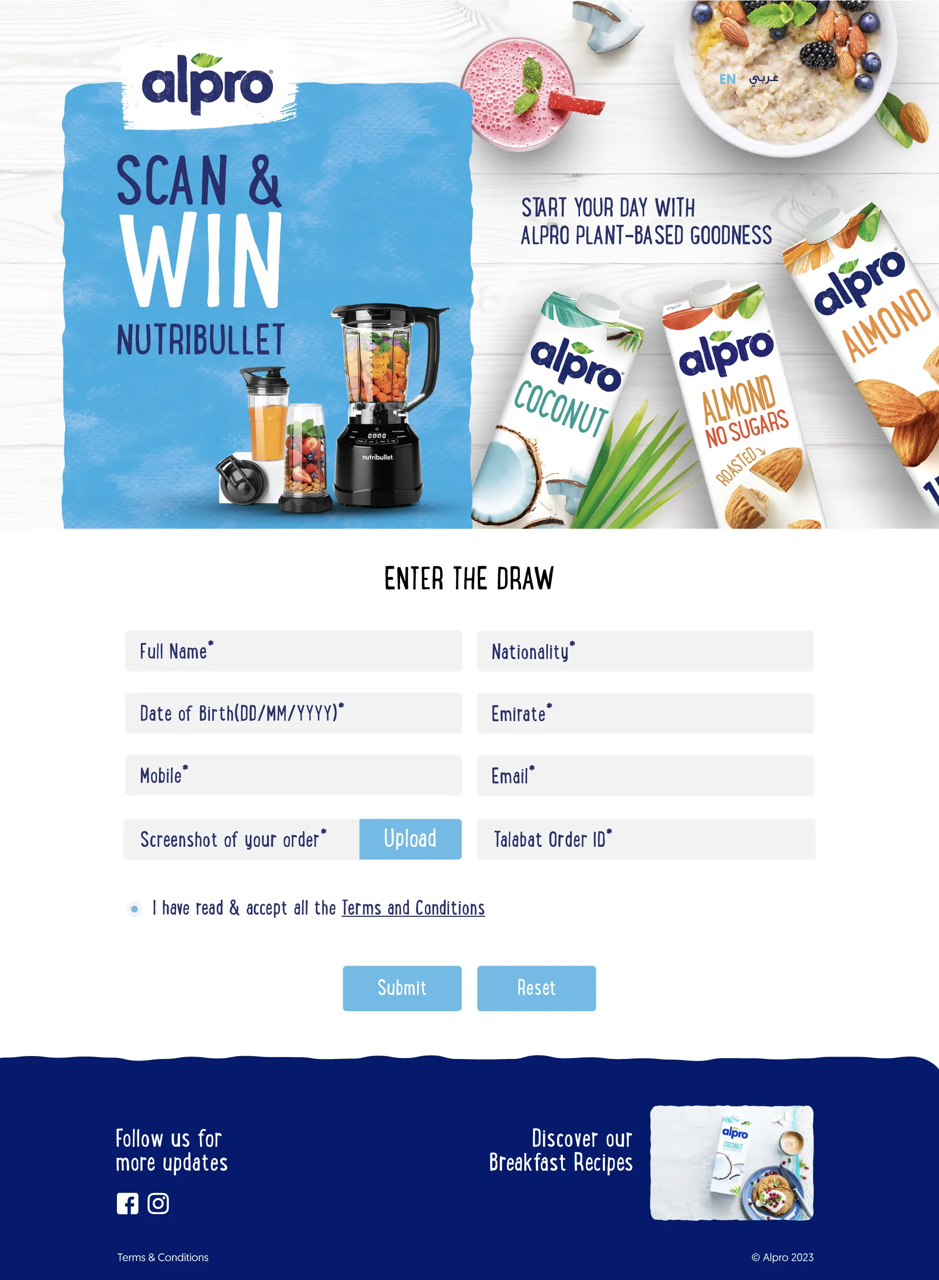 Alpro Scan & Win Nutribullet Campaign screen 1