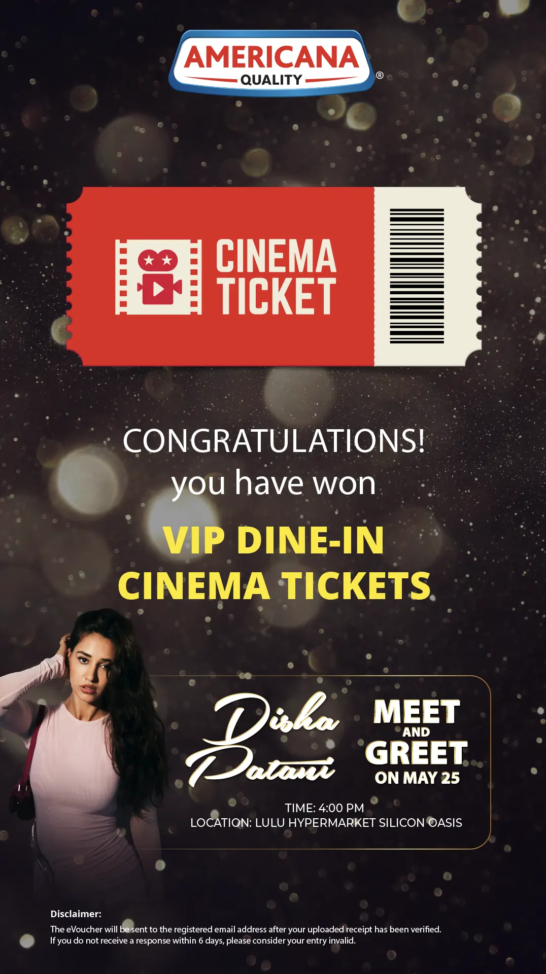Americana Disha Patani Meet & Greet Scan & Win VIP Cinema Campaign screen 4