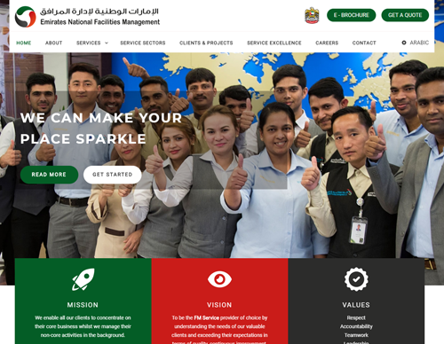 Website design for emirates national facilities management