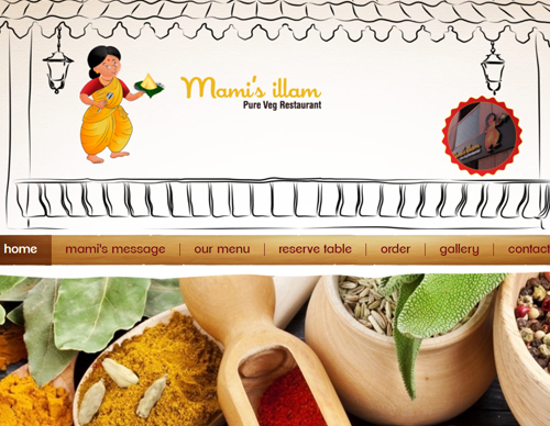 Website design for Mami's illam