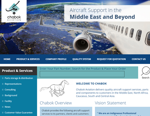 website for Chabok Aviation